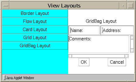 Components arranged
in a grid of rows and columns.