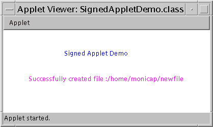 Signed applet demo